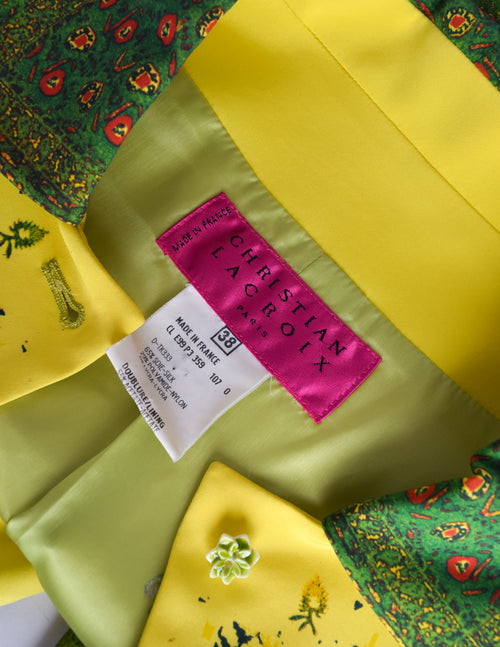 Christian Lacroix Vintage SS 1999 Yellow Folksy Abstract Floral