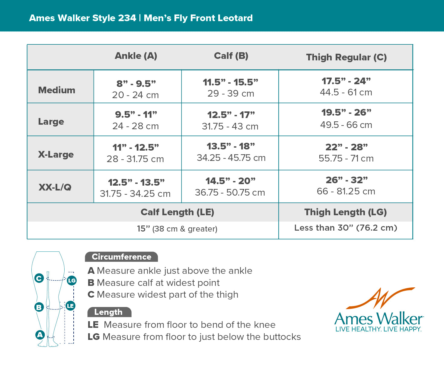 AW Style Men's Fly Front Leotard 20-30mmHg | Ames Walker