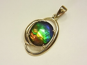 14金（14K）アンモライトペンダントトップ【アンモライト研究所】