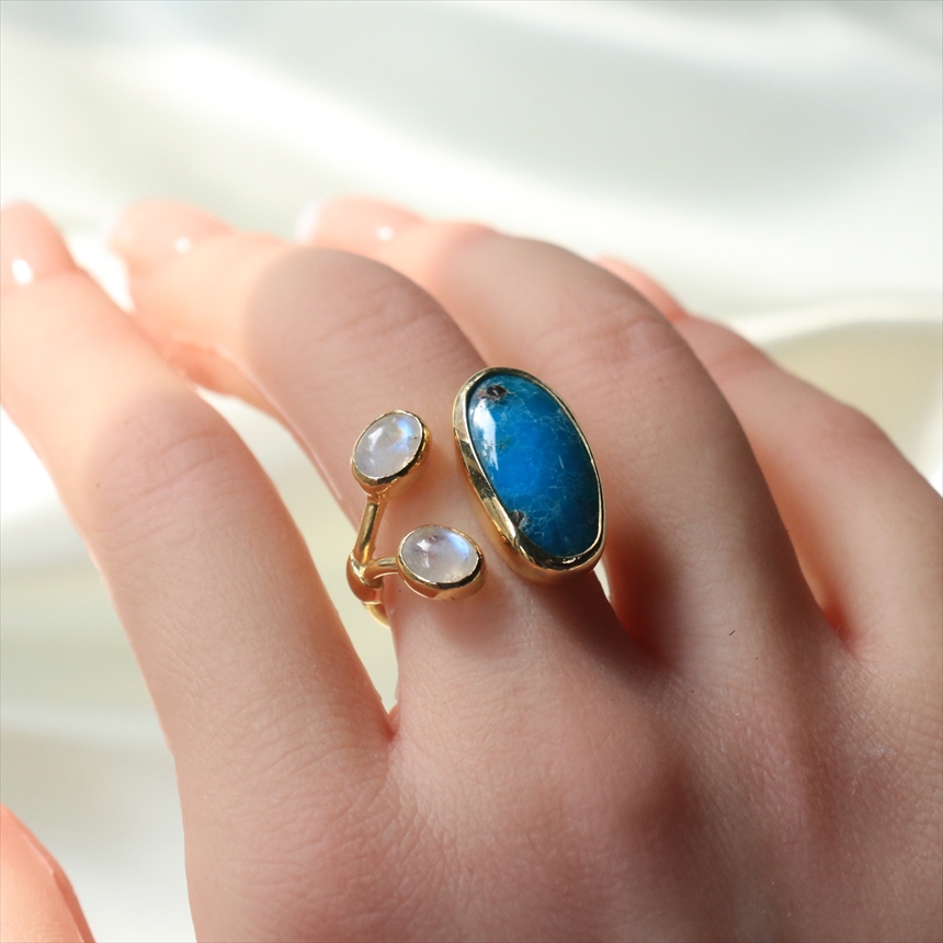 amphora / ターコイズ×レインボームーンストーン シルバーリング