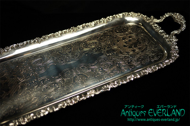 フランス】ca.1900 アンティーク トレイ ヴィクトリアン シルバー色