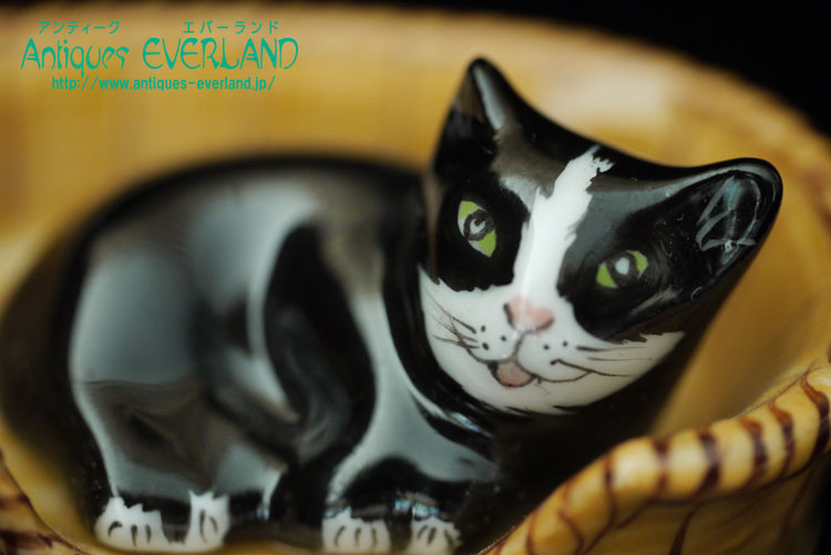 リモージュ ピルケース バスケット 猫 - アンティーク エバーランド