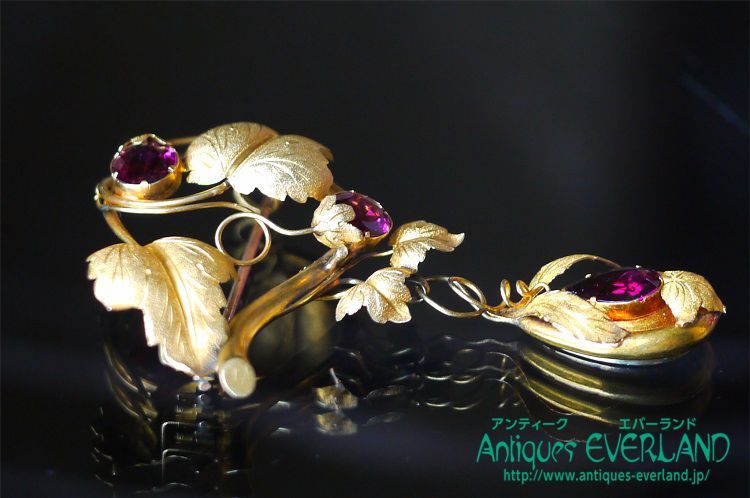 ヴィクトリアン ガーネット 葡萄 ブローチ オリジナルケース入り