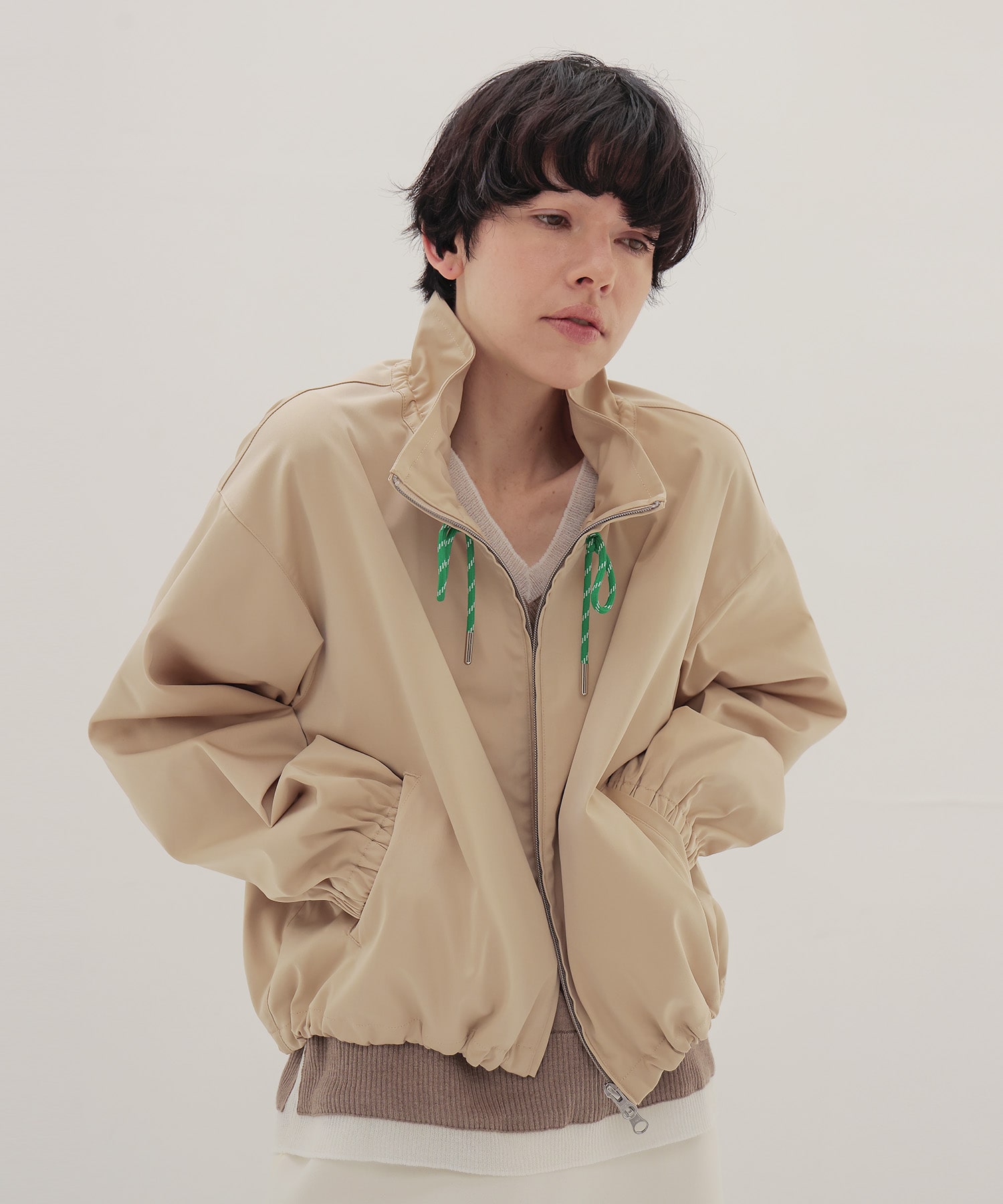 memory double satin blouson | AND ON JIONE STORE（アンドオン
