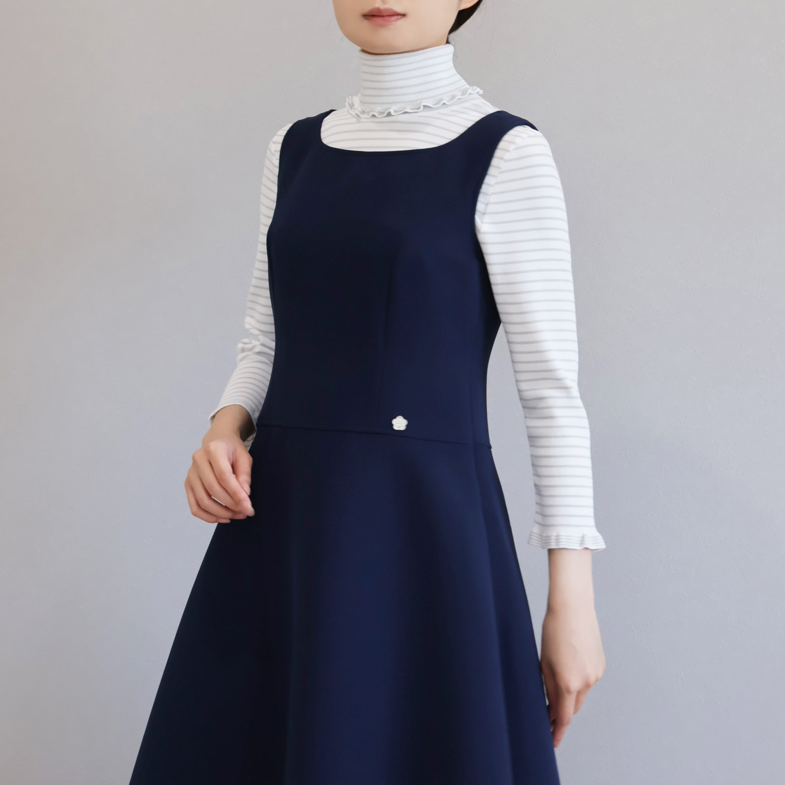 パネルライン ウエスト切り替え フレアジャンパースカート【JM2323BD