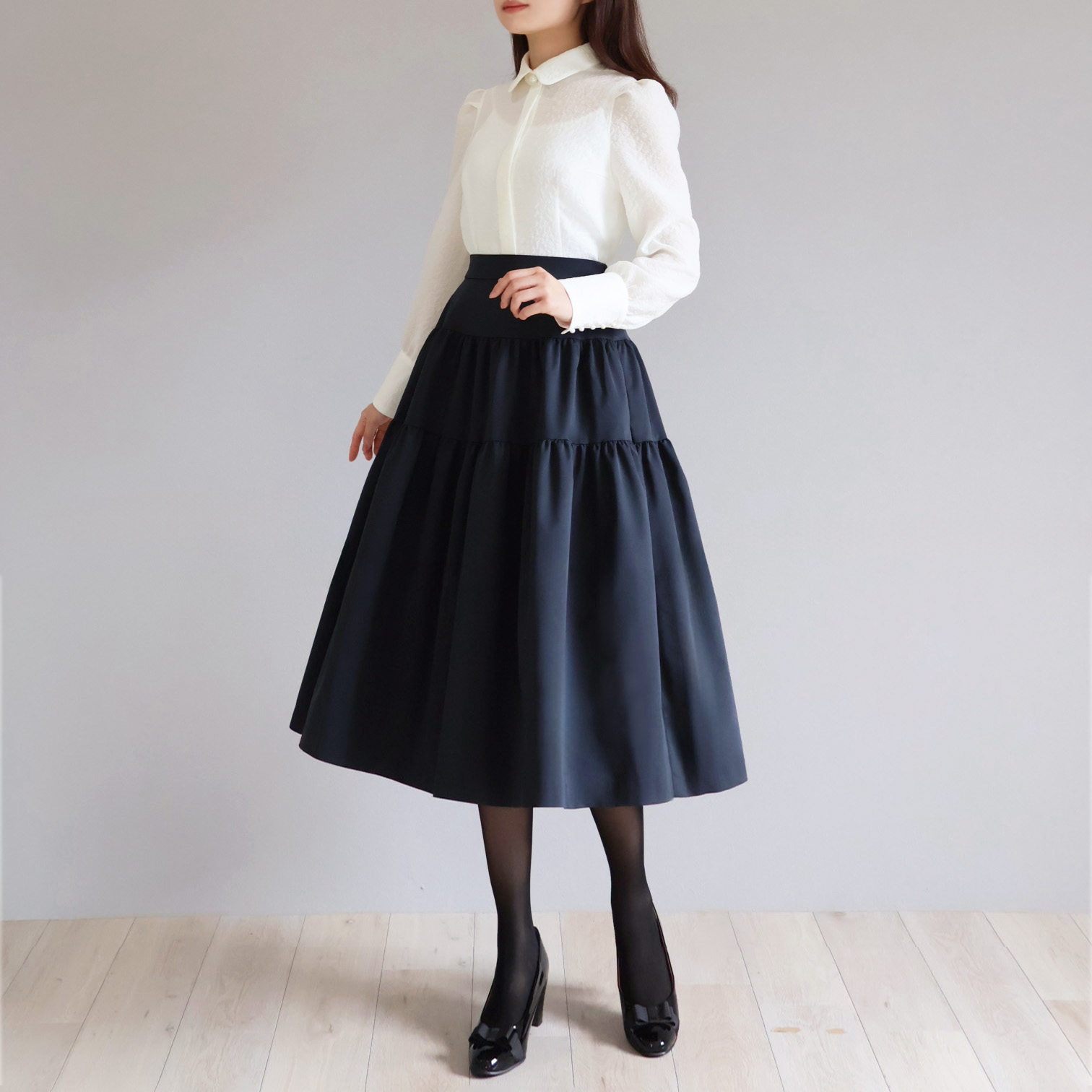 タフタ素材 ティアードスカート【JM2371BE】 商品詳細｜jolie mignon