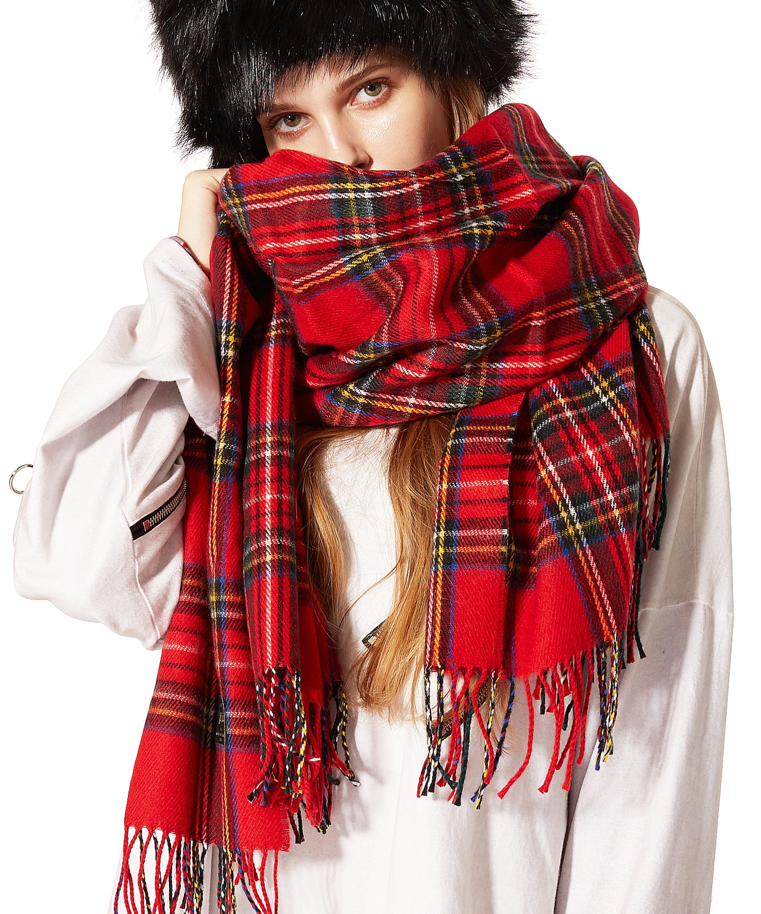 バリエーション大判ファー混マフラー(78cm×200cm) / ユニセックス