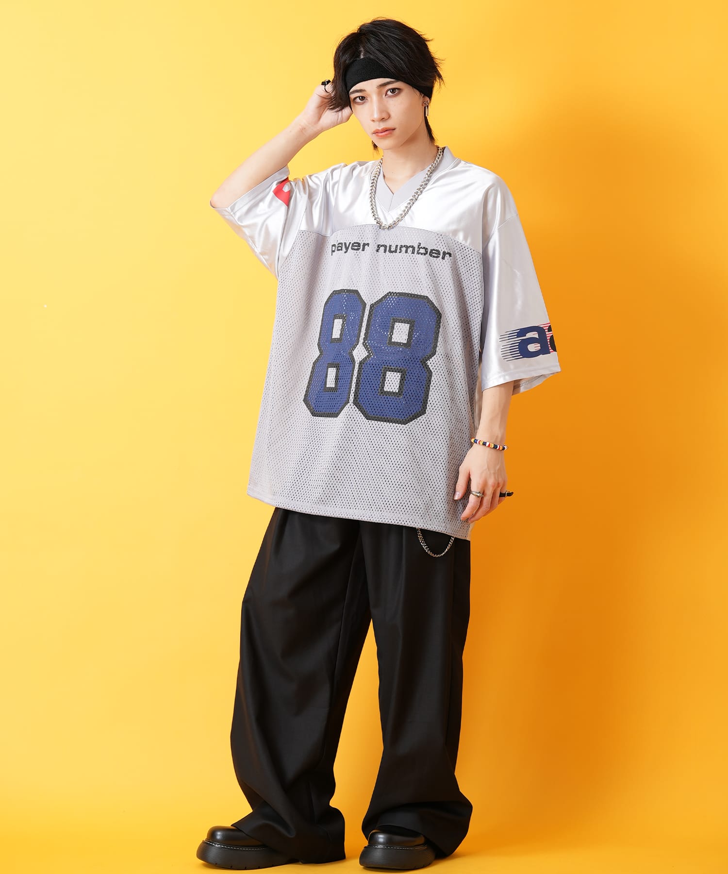 コンビメッシュナンバリングフットボールシャツ / 半袖 Tシャツ メンズ