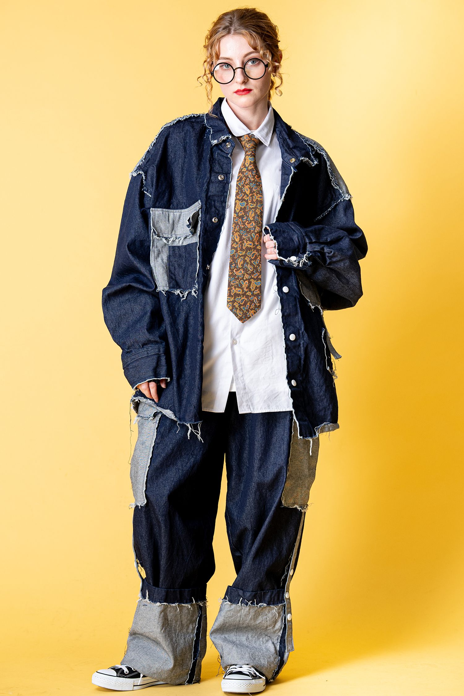 パッチワークダメージデニムシャツジャケット ankoROCK(アンコロック