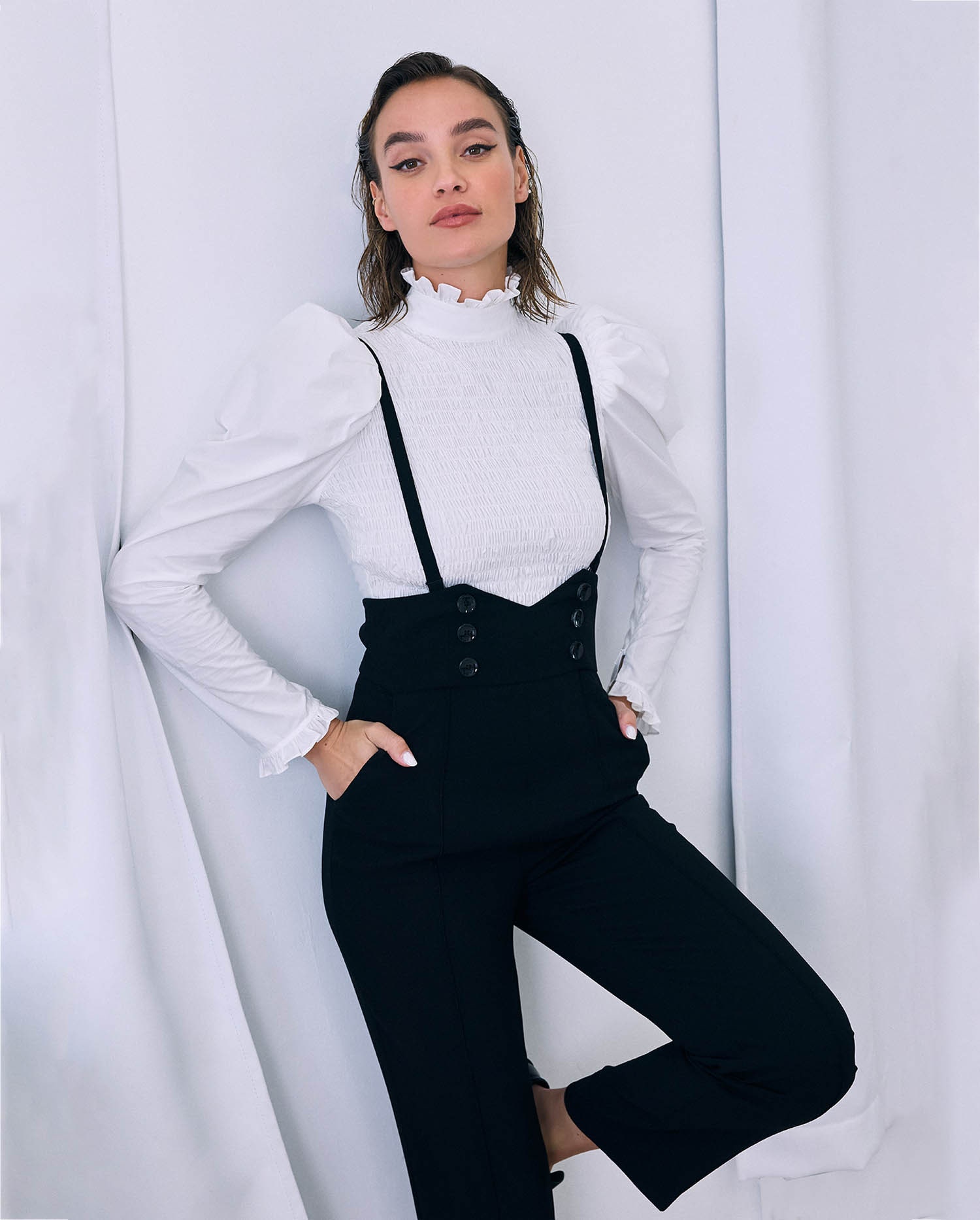 BLAKE Black Designer Pant With Suspenders