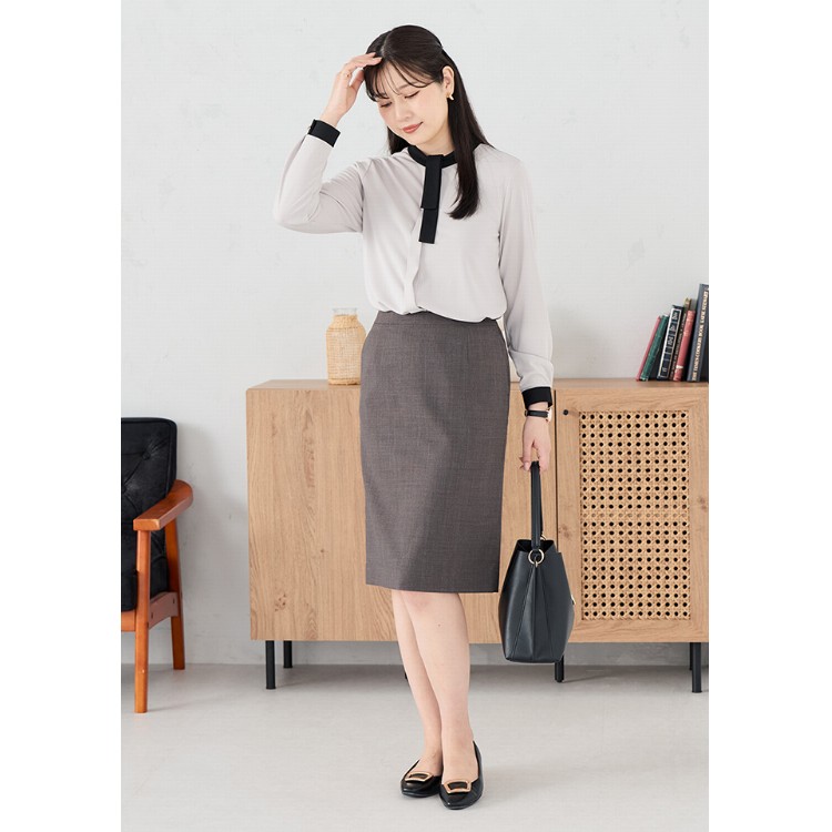 洗える360°キレイスーツ 茶 タイトスカート セットアップ着用可【AOKI