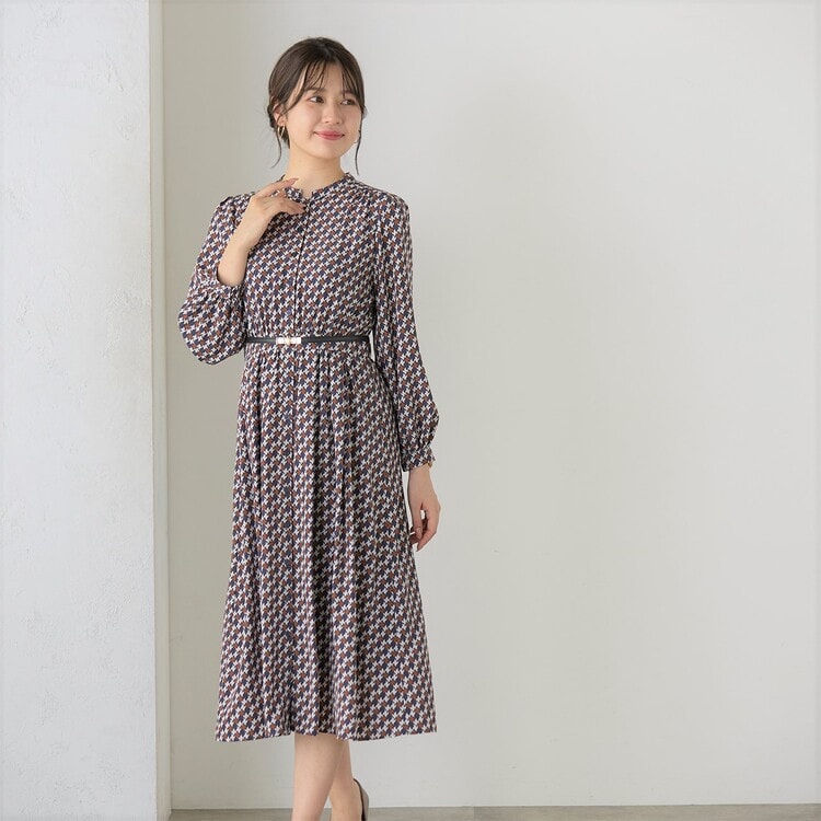 プリントワンピース 紺【ナイトセール対象商品】【AOKI公式通販】