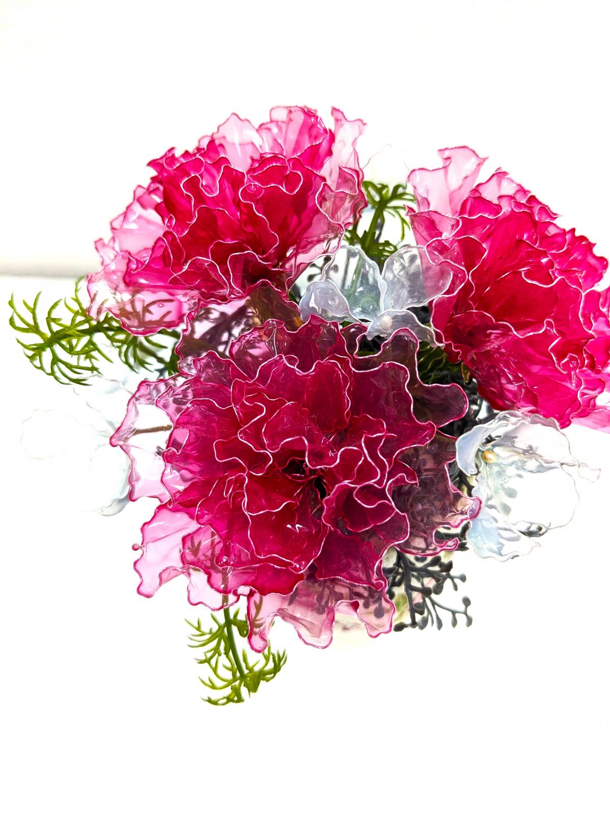 一点物 大きなネオンピンクフラワーリース ディップアート ワイヤー