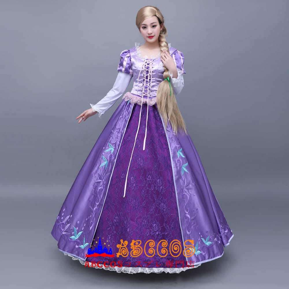 ハロウィン衣装！ラプンツェル 紫ドレス衣装＆金髪ウイッグ付 IUPIII