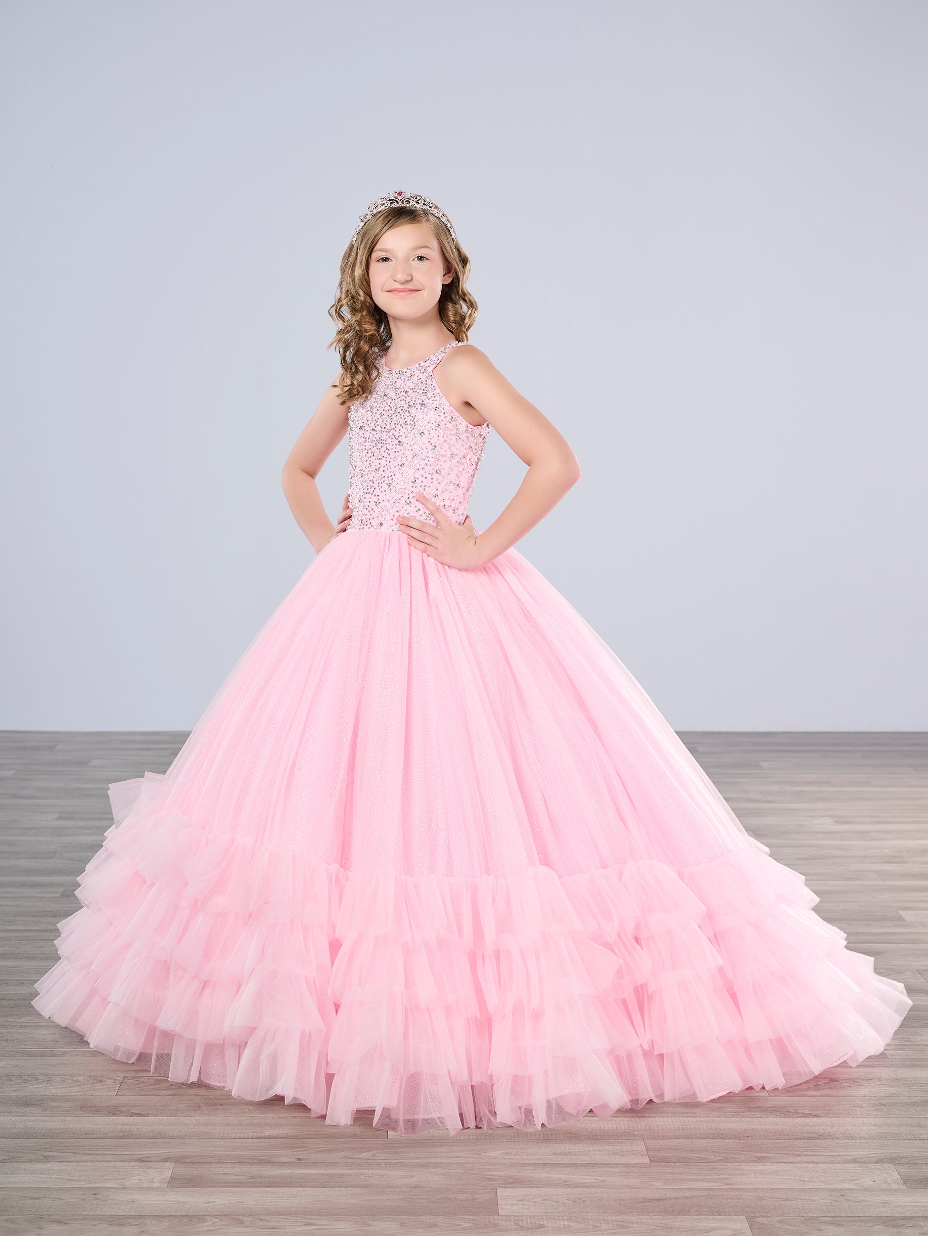 Girls Ruffled Halter Gown by Tiffany Princess 13795 – ABC Fashion