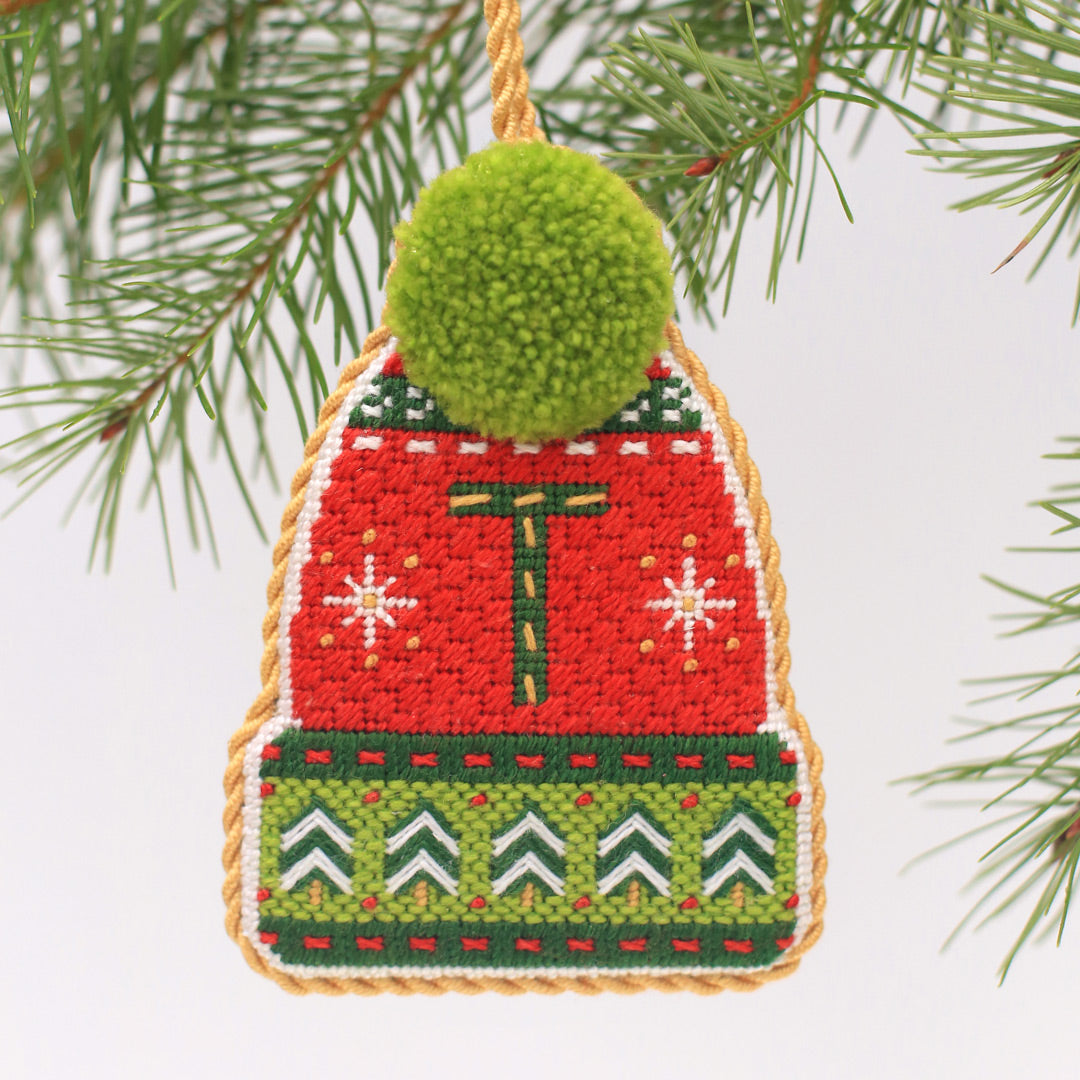 Red Pommed Winter Hat - Kit and Stitch Guide - Abigail Cecile