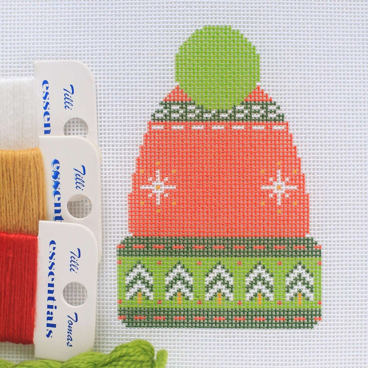 Red Pommed Winter Hat - Kit and Stitch Guide - Abigail Cecile