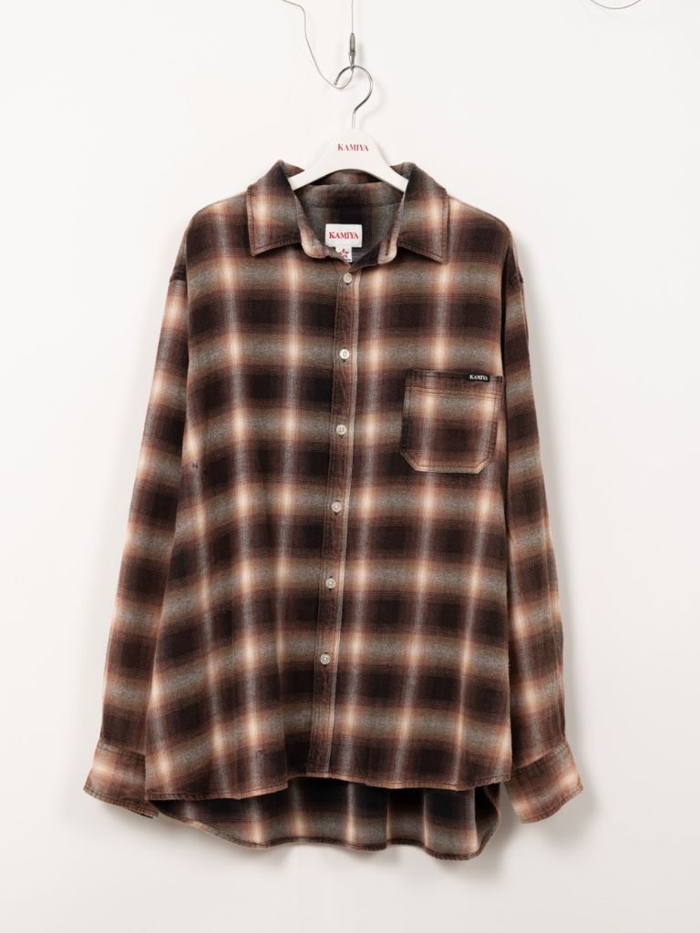 KAMIYA - BLEACHED CHECK SHIRT - ブリーチ加工チェックシャツ