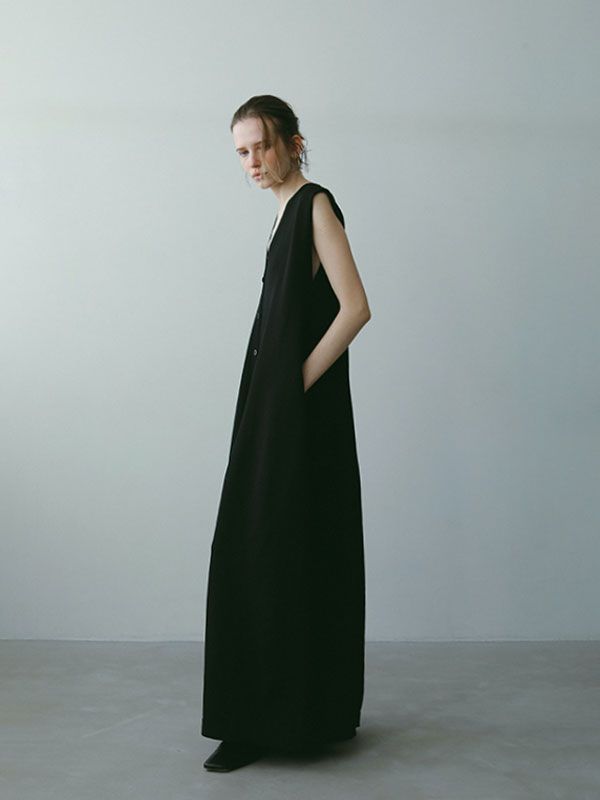 ETRE TOKYO - フロントボタンニットオールインワン - BLACK | ADDICT