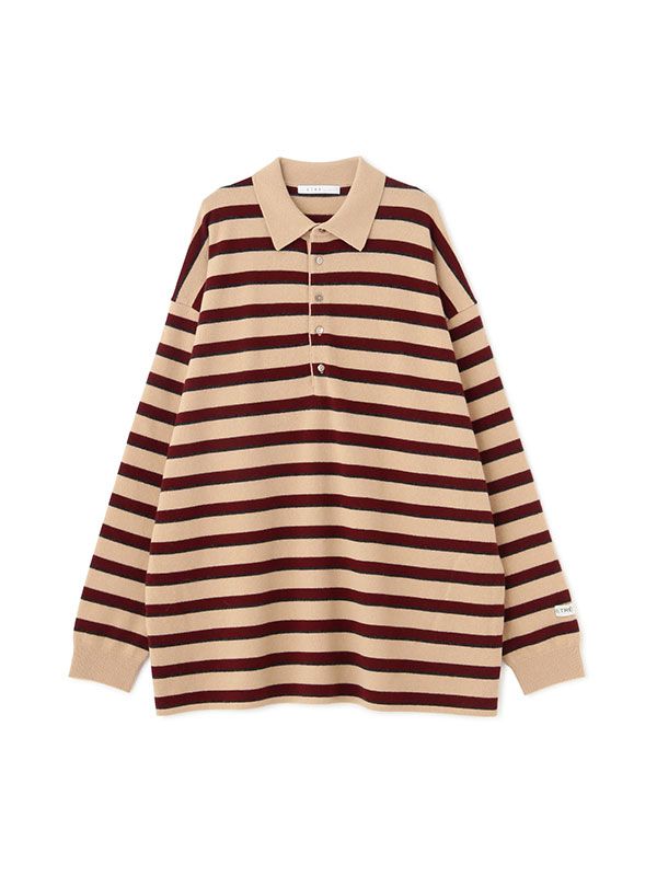 ETRE TOKYO - マルチボーダーニットポロ (BEIGE) | ADDICT WEB SHOP
