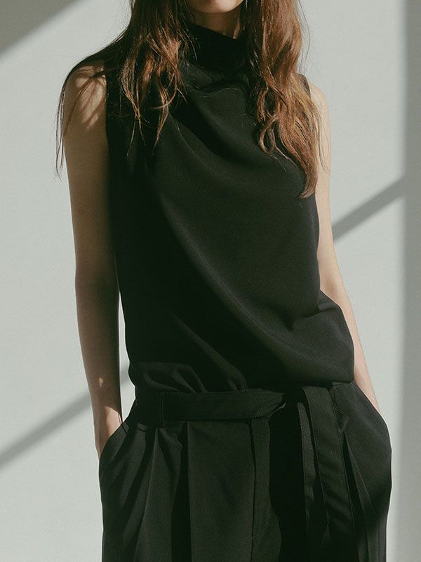 ETRE TOKYO - ドレープハイネックノースリオールインワン - BLACK