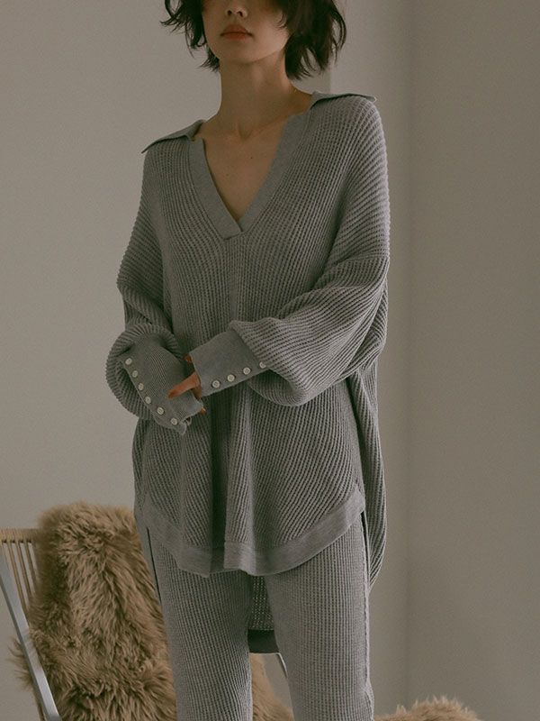 ETRE TOKYO - スキッパーサーマルプルオーバー - GREY | ADDICT WEB SHOP