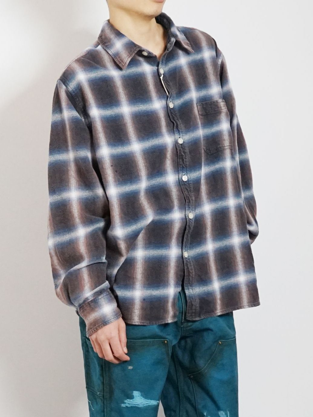 KAMIYA - BLEACHED CHECK SHIRT - ブリーチ加工チェックシャツ