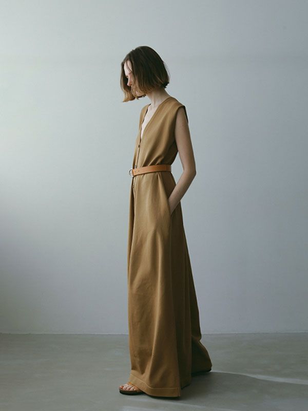 ETRE TOKYO - フロントボタンニットオールインワン - CAMEL | ADDICT