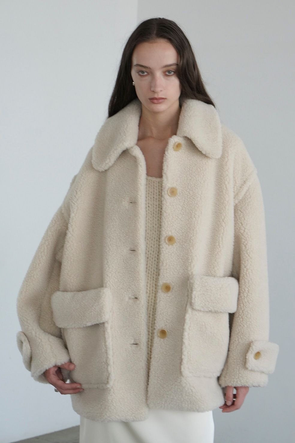 CLANE - ラージポケット ボア オーバーコート - RIDGE POCKET BOA OVER