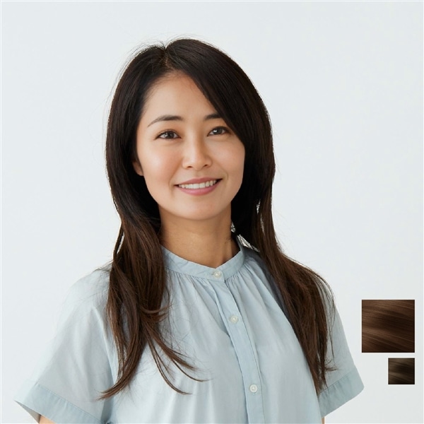 襟足エクステ】(人毛ミックス)ロングカール［ライトブラウン］Raffine