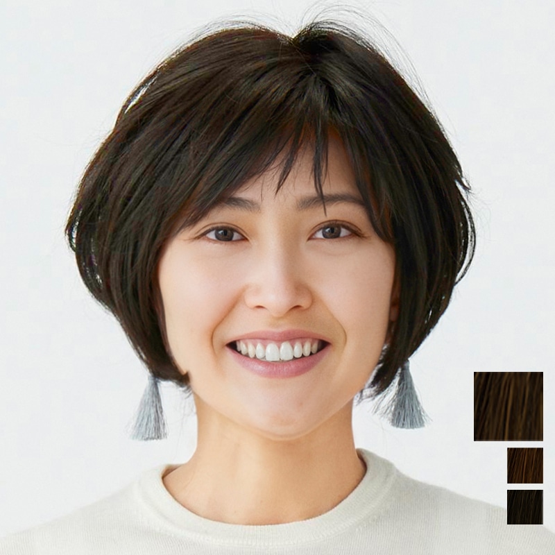 フルウィッグ】(人毛ミックス)ナチュラルボブ［ブラウン］Raffine TRN2