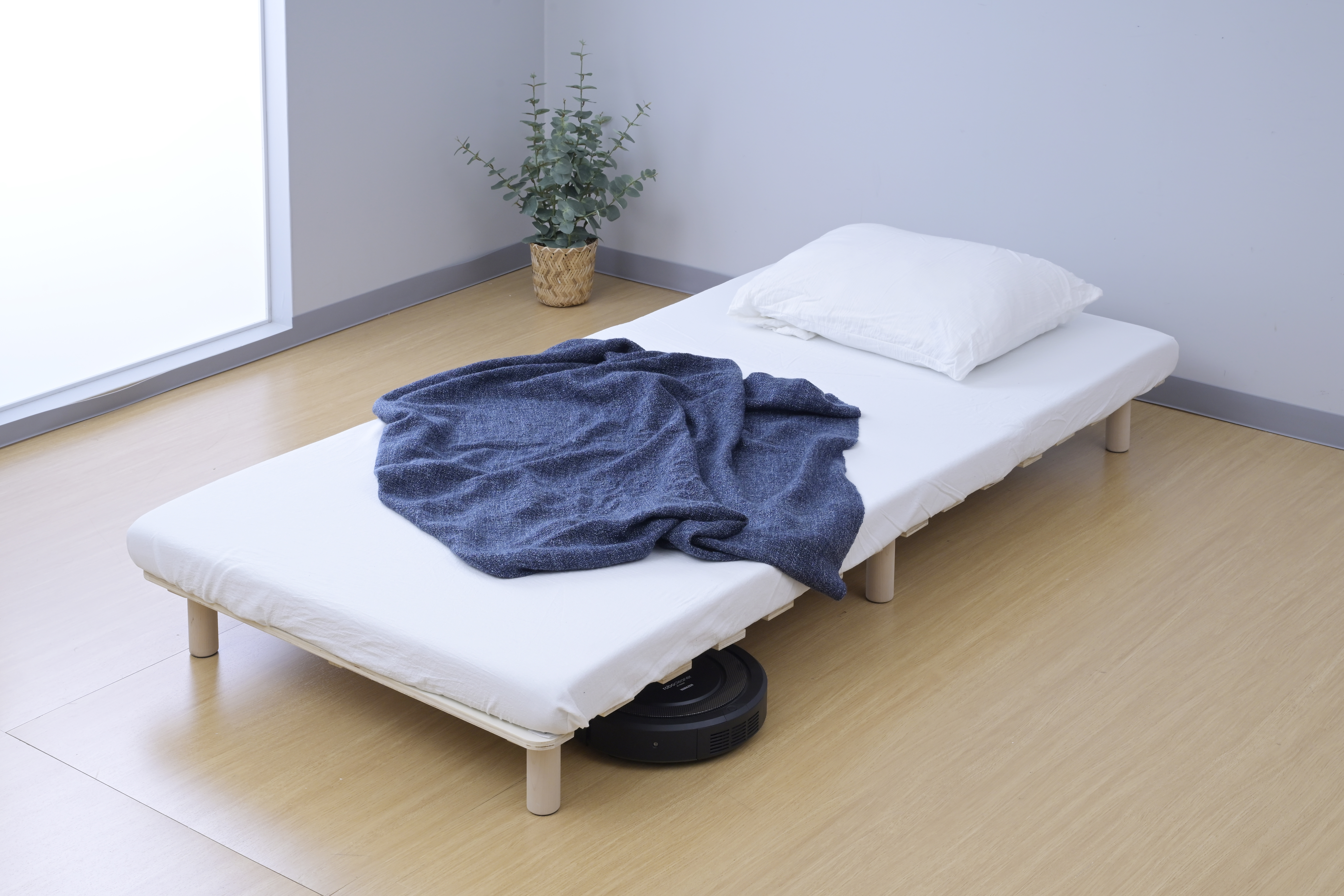 組立あり】YAMAZEN 脚の高さが変えられるすのこベッド ナチュラル