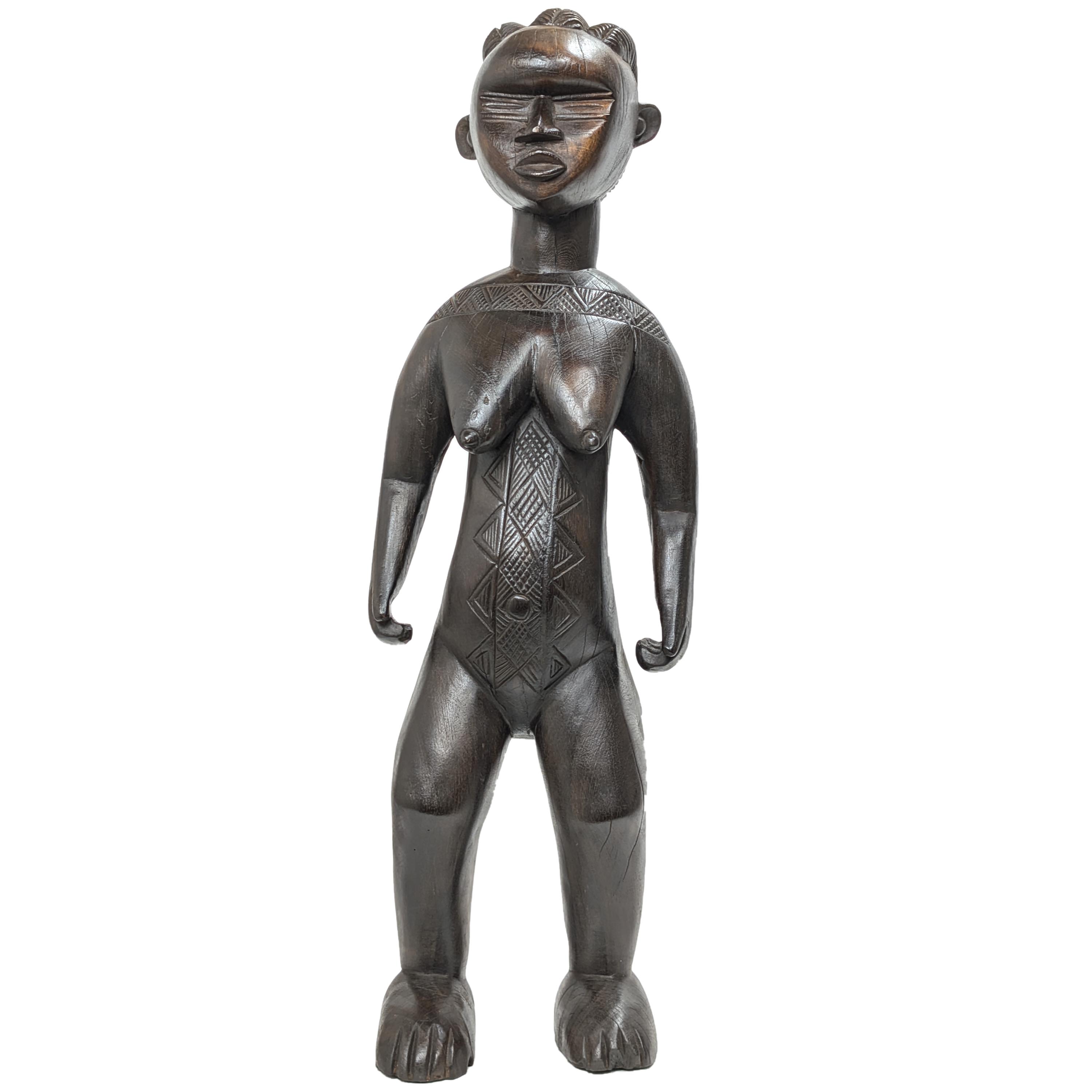 バッサ族女性立像 木彫品 89cm アフリカン プリミティブアート （p880