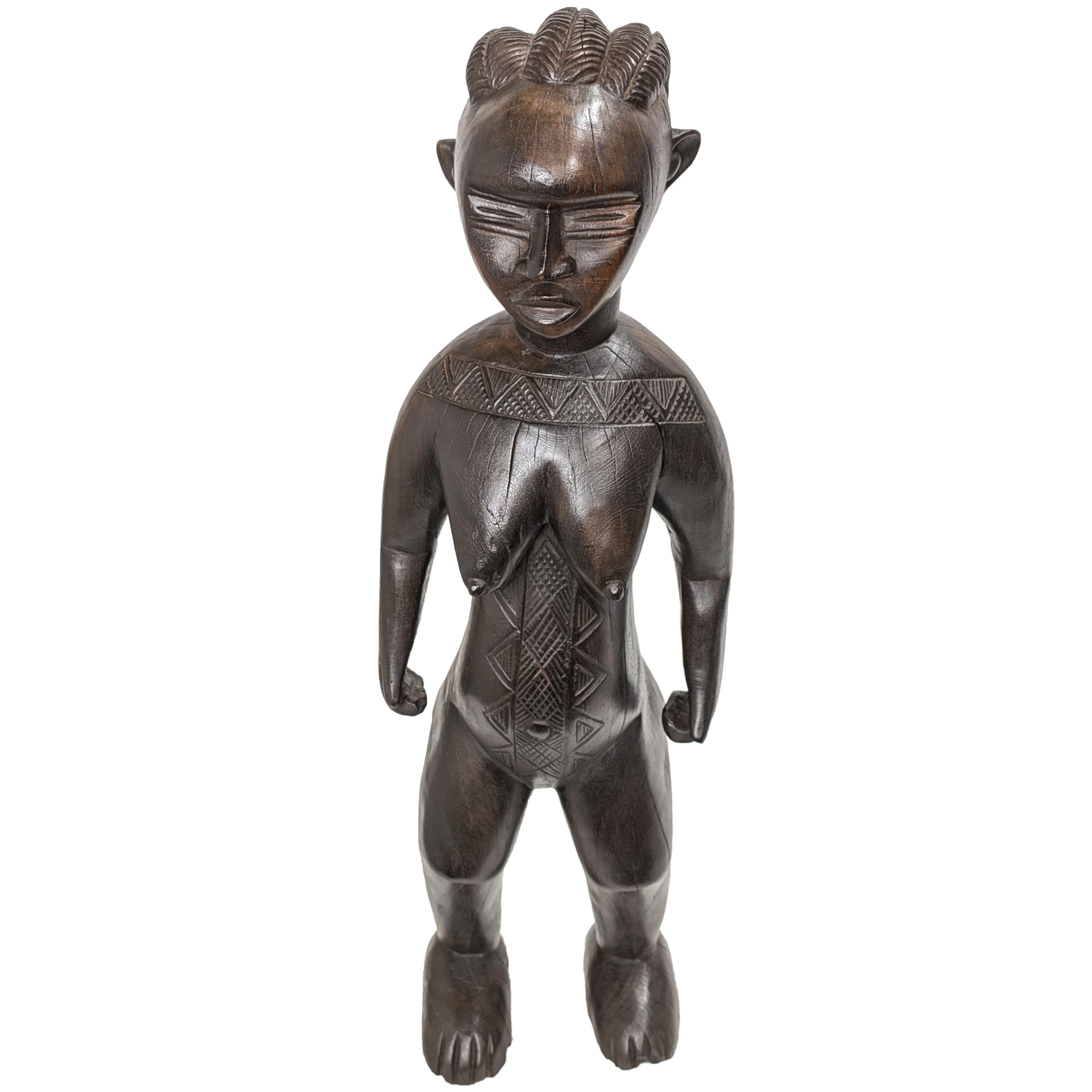 バッサ族女性立像 木彫品 89cm アフリカン プリミティブアート （p880