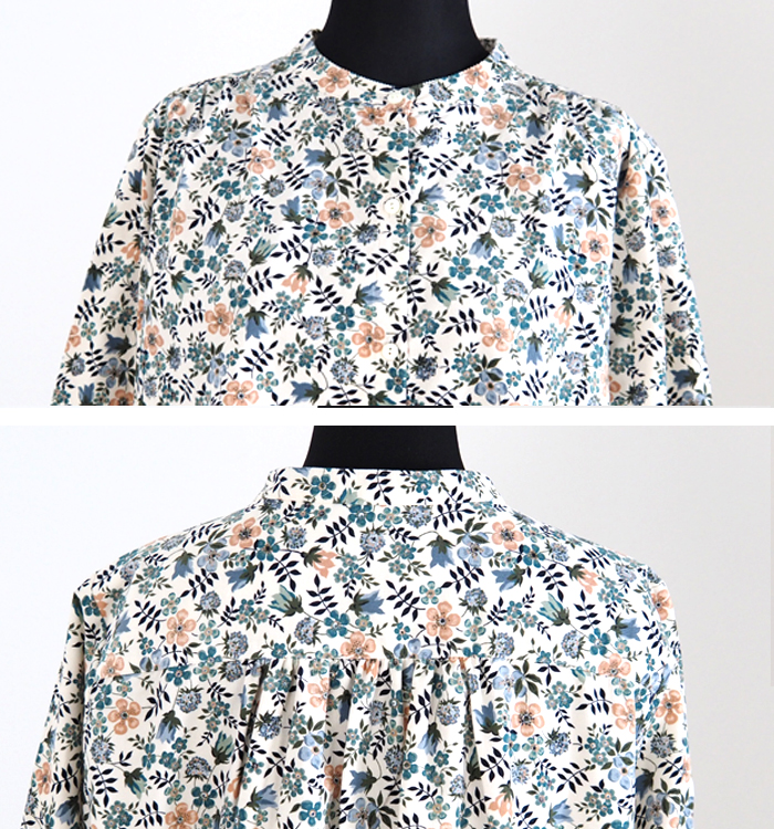 sosotto ソソット ブラウス LIBERTYコーデュロイ バンドカラー 袖