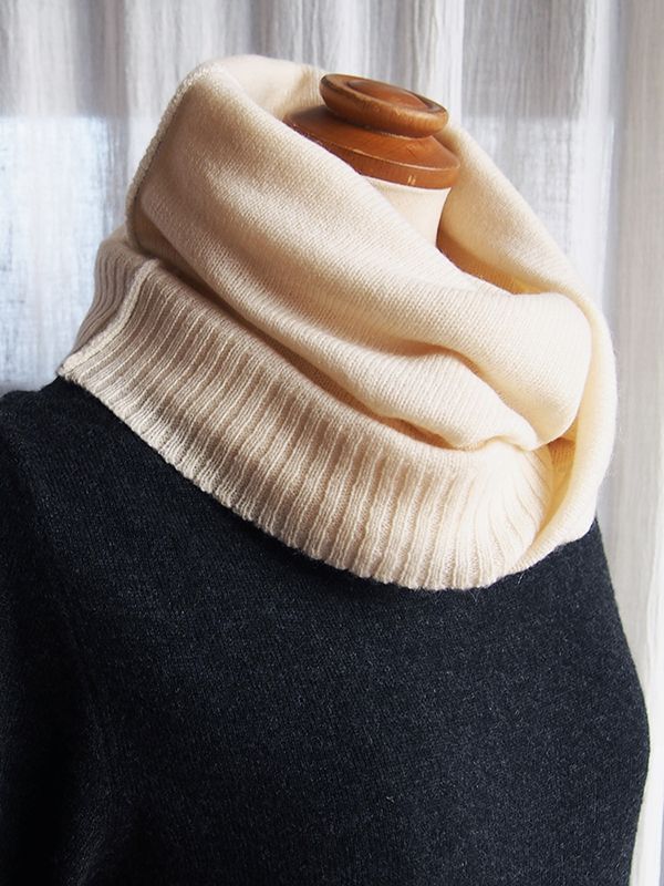 カシミヤ ネックウォーマー［スヌード］白 - ai,