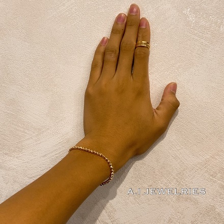 k18 18金 4mm玉 シャンデリア カットボール ブレスレット 18センチ