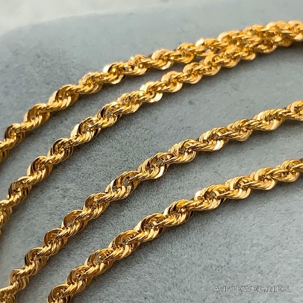 k18 18金 シャイニーロープ ネックレス アジャスター 50cm 2mm 幅