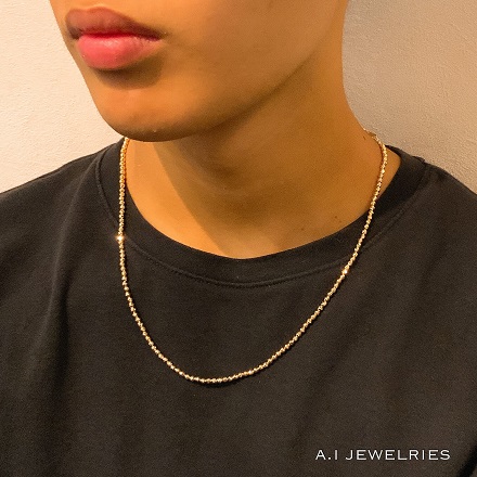 18金 3mm シャンデリア カットボール ネックレス 55cm / K18