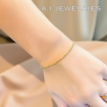 k18 18金 2mm シャンデリア カットボール ブレスレット 17cm / k18