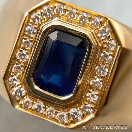 18金 サファイア ダイヤモンド リング / K18 Sapphire diamond ring