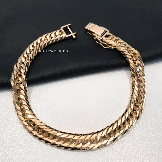 k18 18金 12面カットトリプル ブレスレット 19センチ / k18 12cut