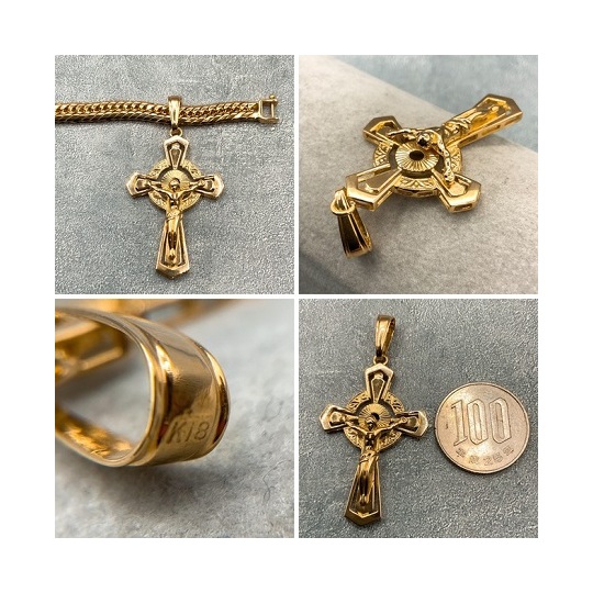K18 クロス ペンダント ツヤあり 18金 クロス ペンダント / k18 cross