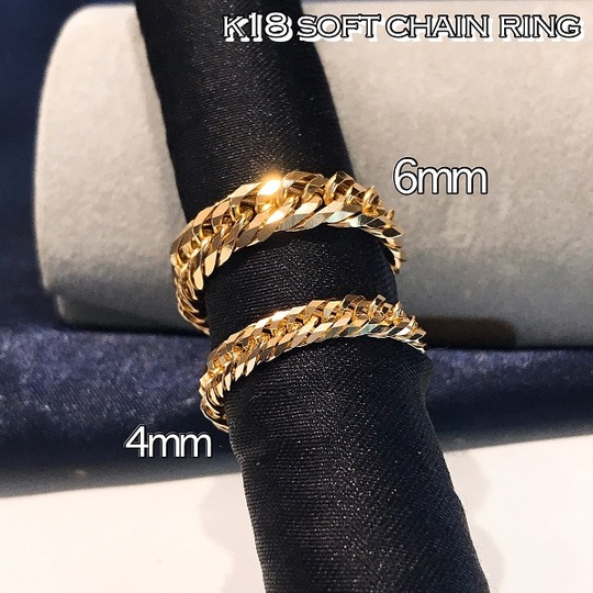 k18 18金 喜平 12面トリプル リング ソフトタイプ 6mm幅 /k18