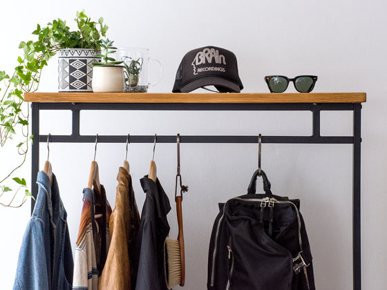 ヴィンテージウッドハンガーラック Lewis〔ルイス〕90cm幅ワイドタイプ