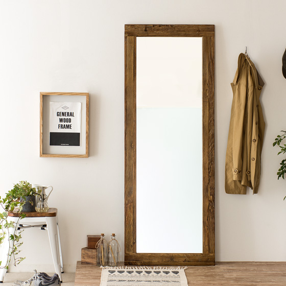 ヴィンテージウッドデザイン AL MIRROR 90×180cm | 家具・インテリア