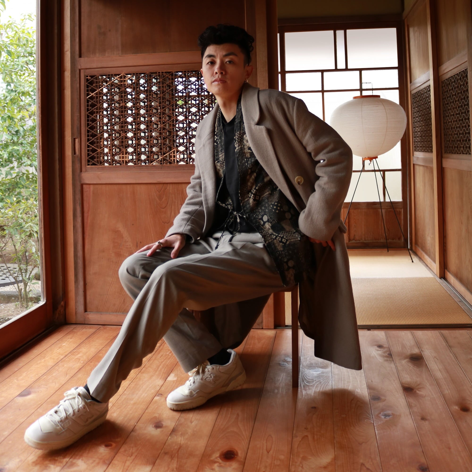 Noragi Jacket - Black Boro Print | AKASHI KAMA Japanese Patchwork