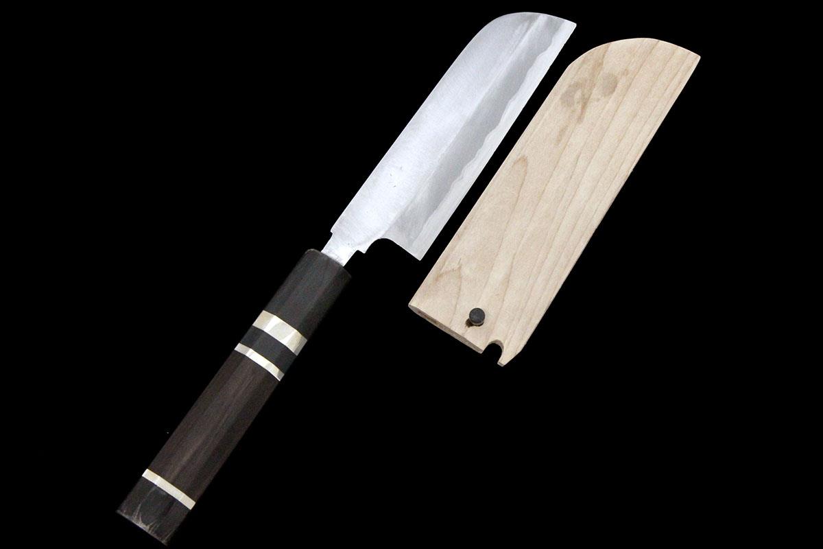 むきもの包丁 霞 四寸 黒檀柄 鞘付 KN02-A11122-2L3D | 一竿子忠綱