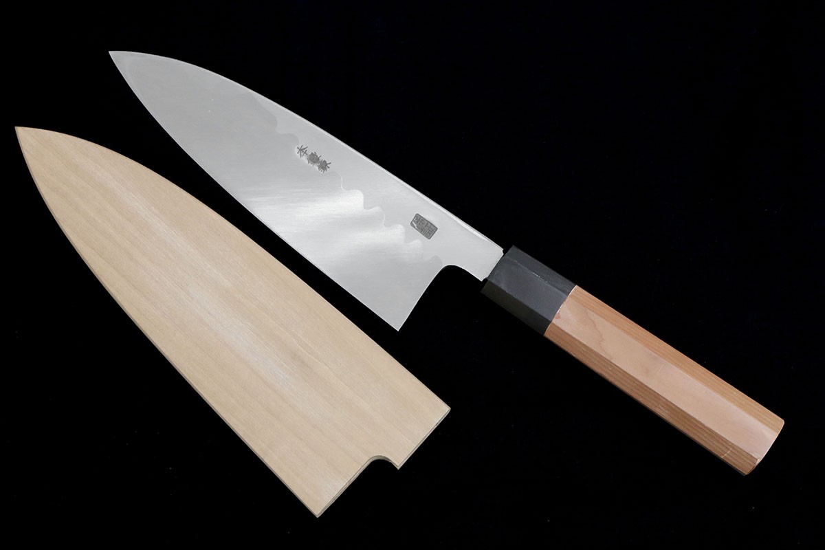 出刃包丁 霞 六寸半 本鍛錬 朴柄 白鞘 箱付 KN02-B2389-2L4 | 郷右馬允