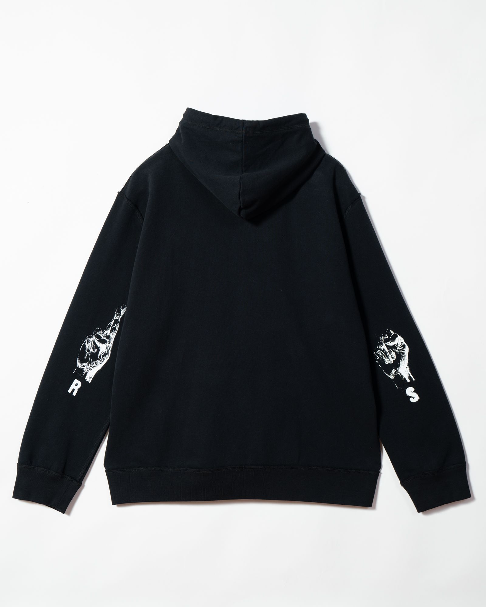 RAF SIMONS - Zipped hoodie with RS hand signs on sleeves | ALTERFATE